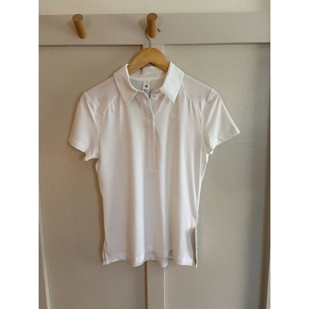 Lululemon Women’s Polo Sz 8 White QuickDry Preppy Tennis Golf Athletic NWT